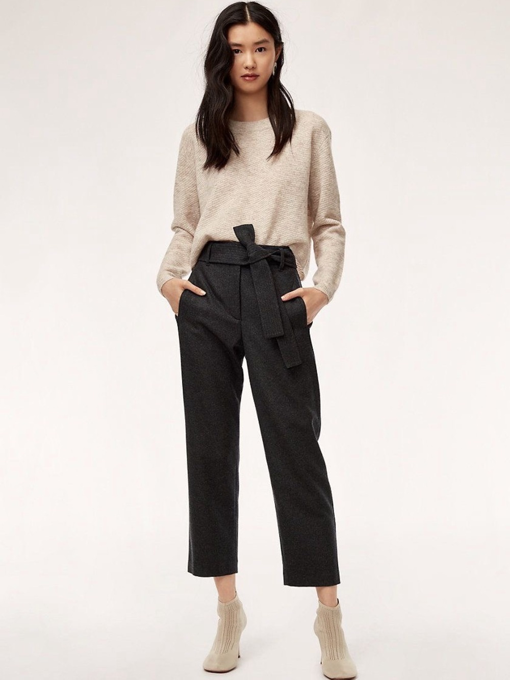 ARITZIA WILFRED Jallade pants. Wool High-Waist Tie-Belt Size 4